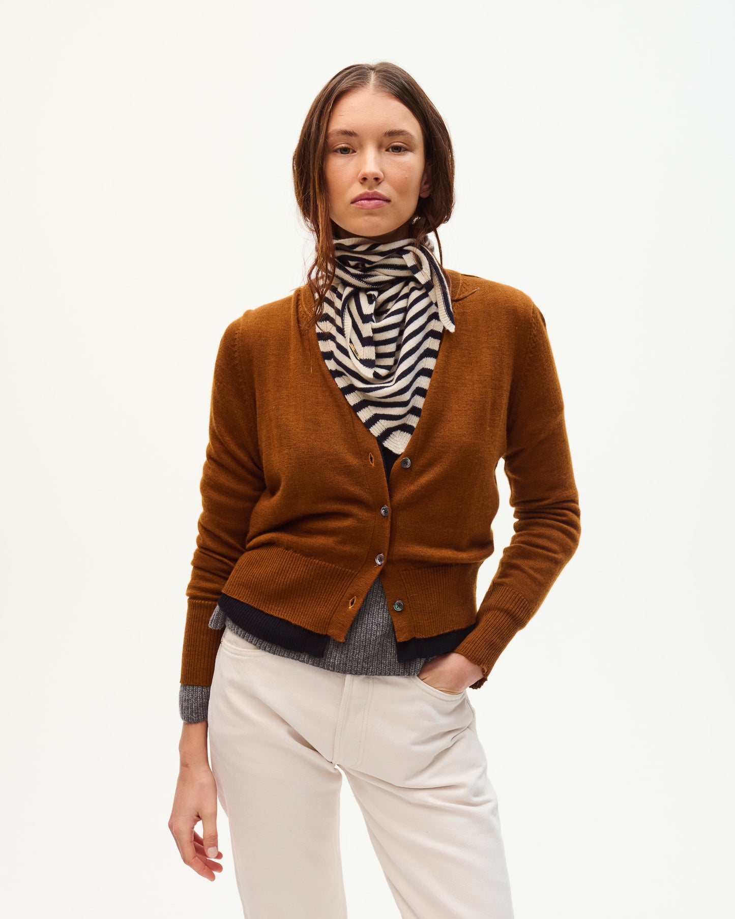 Navy Striped Leo Scarf