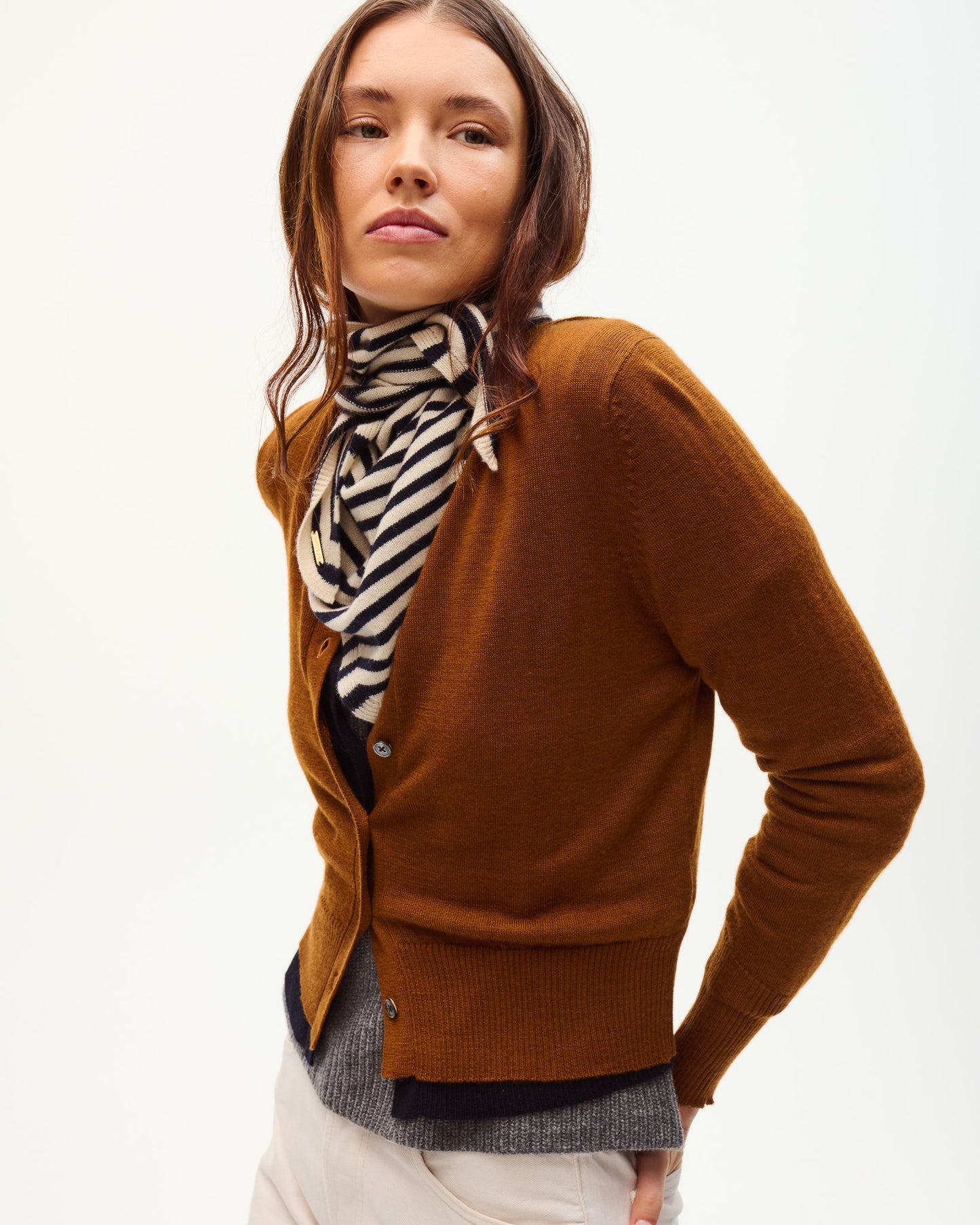 Navy Striped Leo Scarf