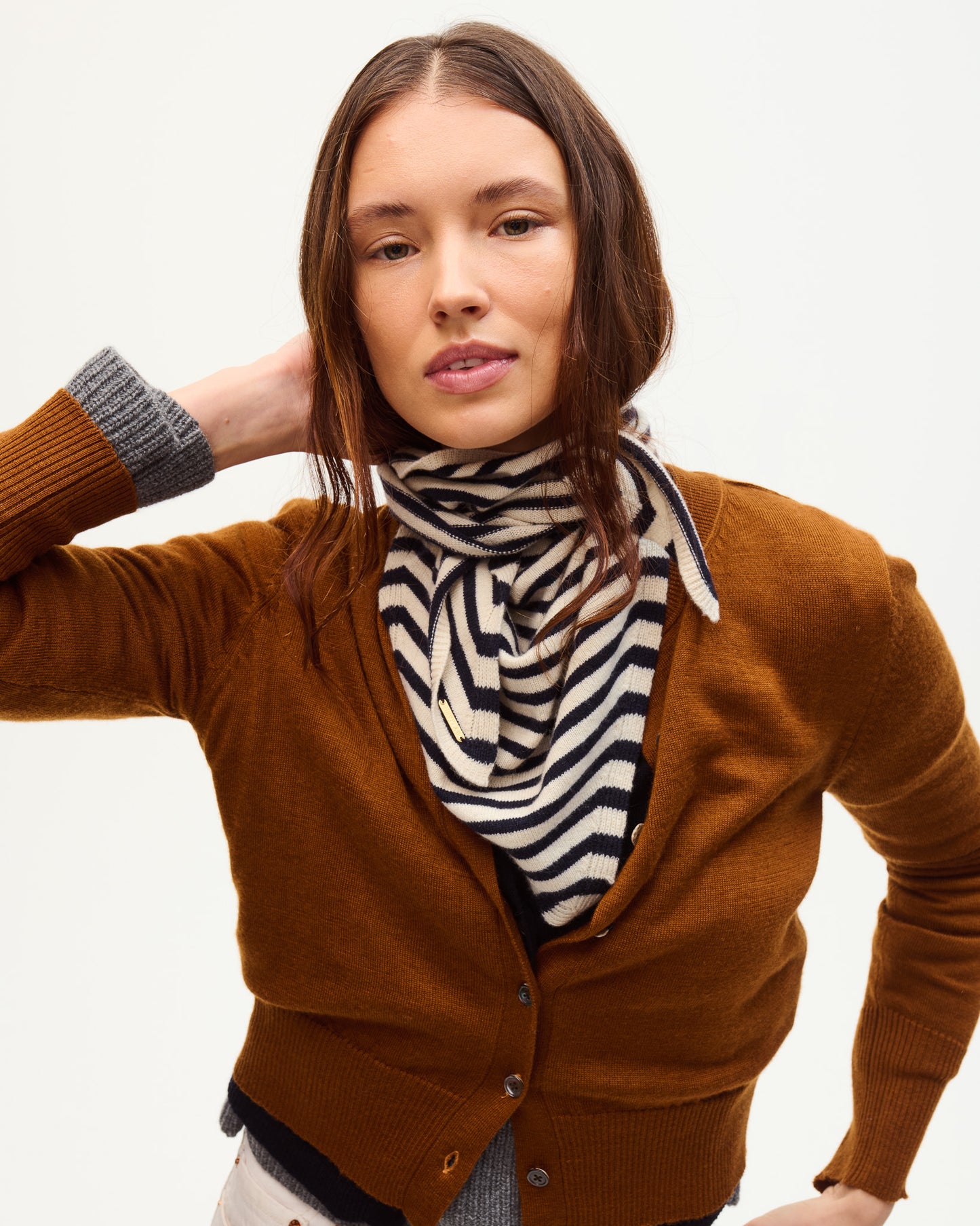 Navy Striped Leo Scarf