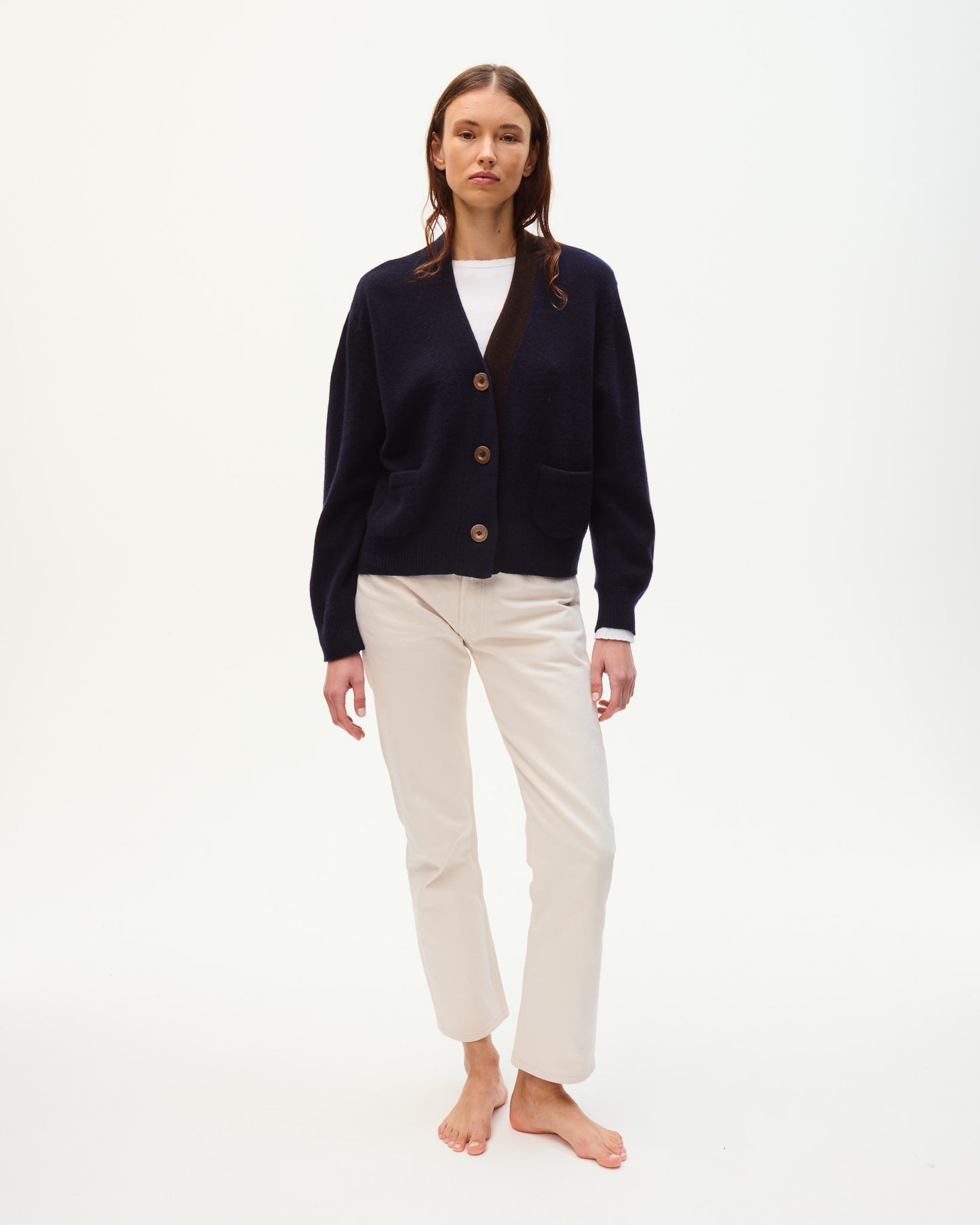 LOU BICOLOR CARDIGAN DARK BROWN & NAVY