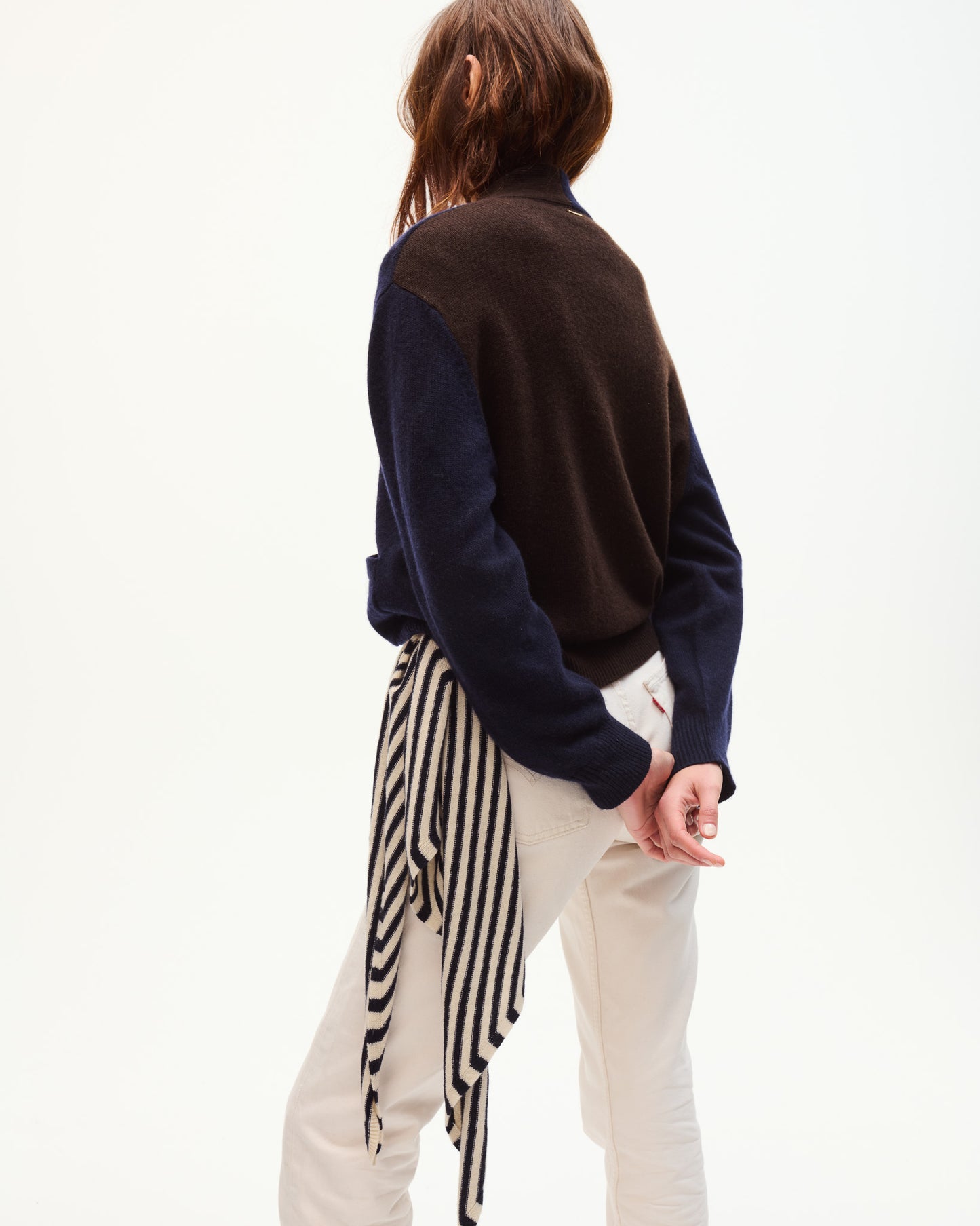 LOU BICOLOR CARDIGAN DARK BROWN & NAVY