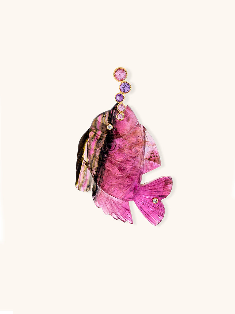 GM TOURMALINE & SAPPHIRES FISH PENDANT