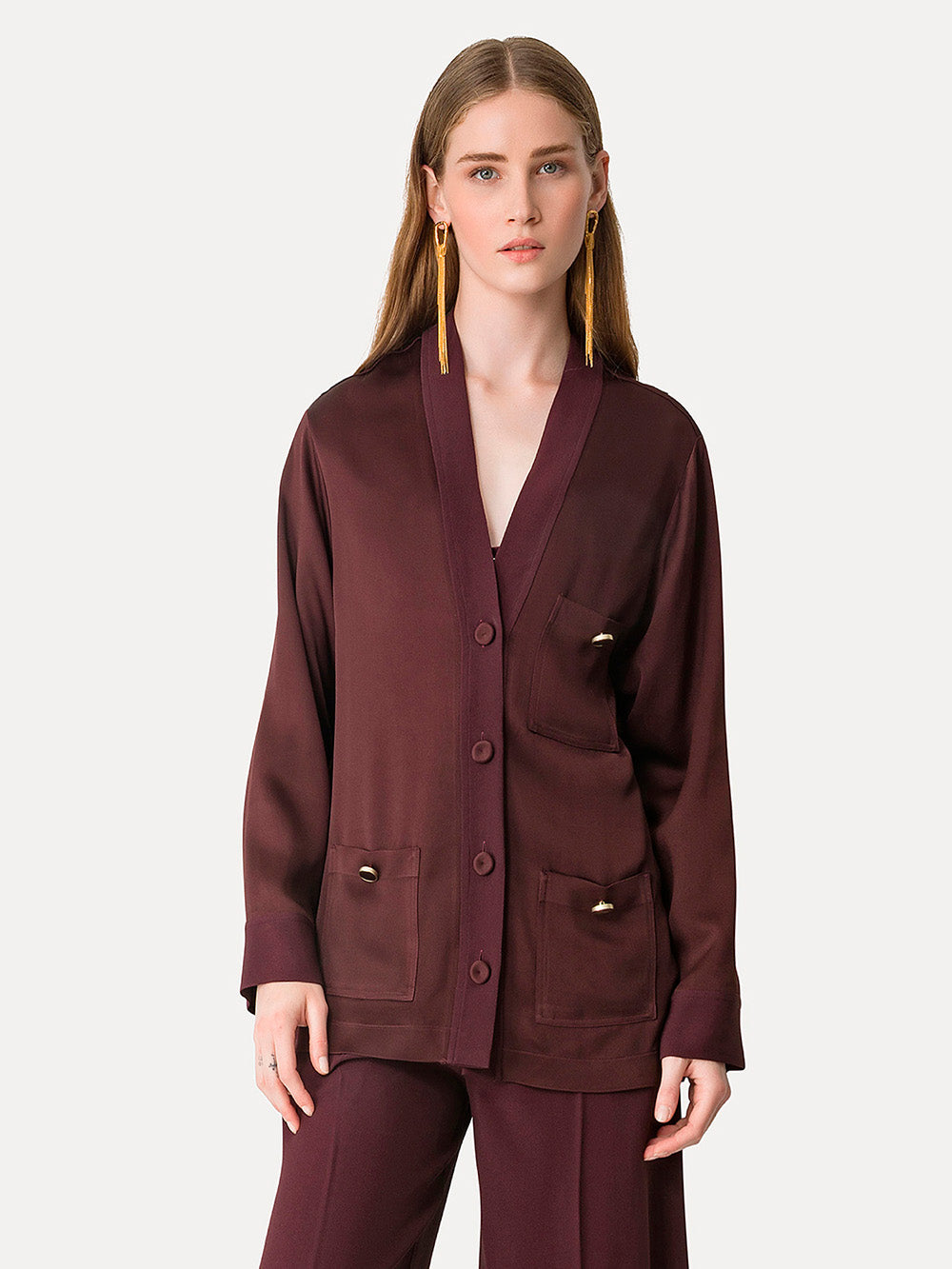 VESTE SAHARIENNE SATIN CHOCOLAT