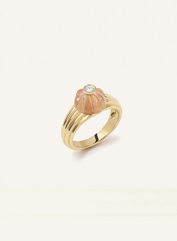BAGUE GELATO QUARTZ ROSE & DIAMANT