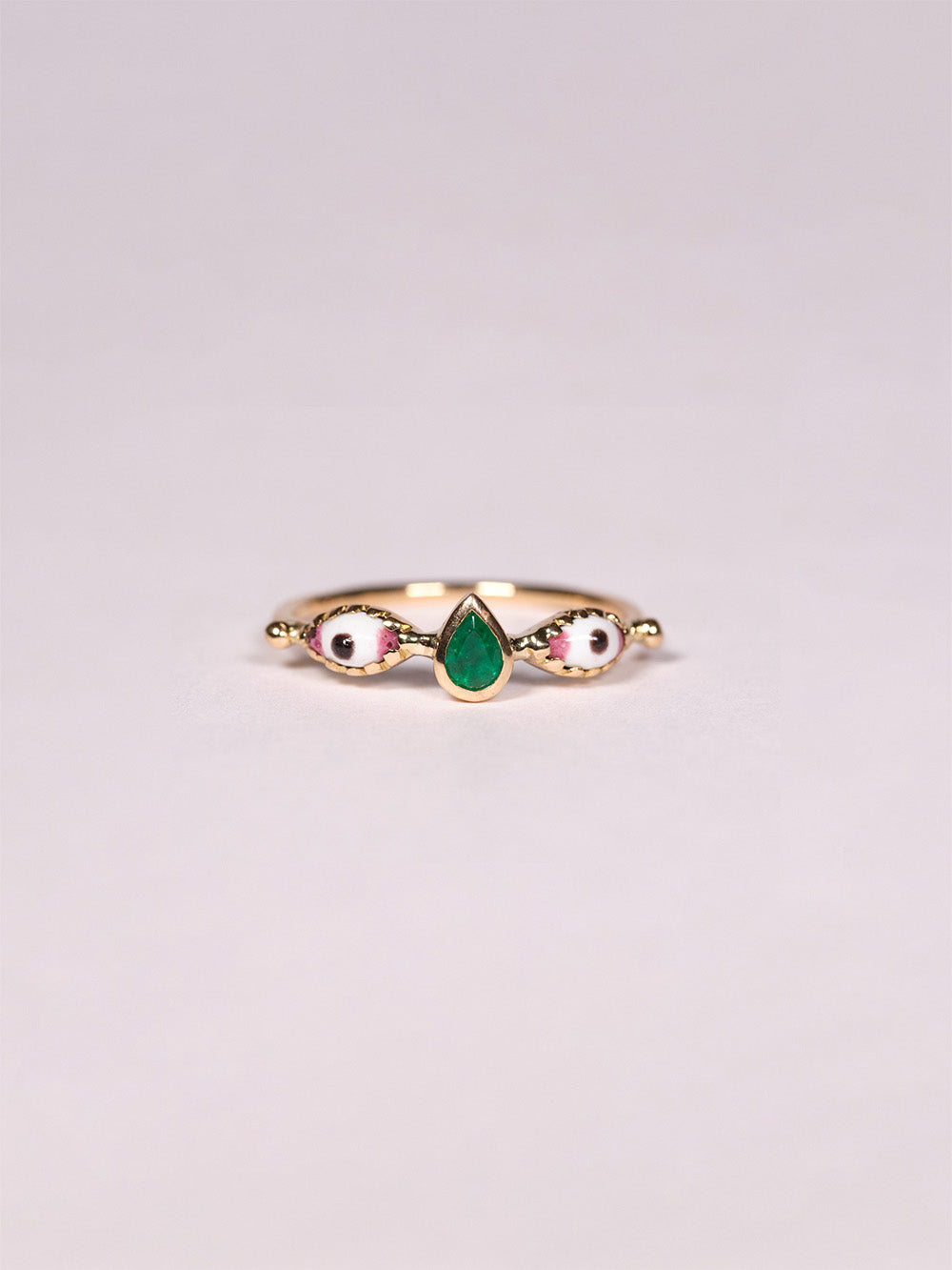 CERAMIC EYE EMERALD RING