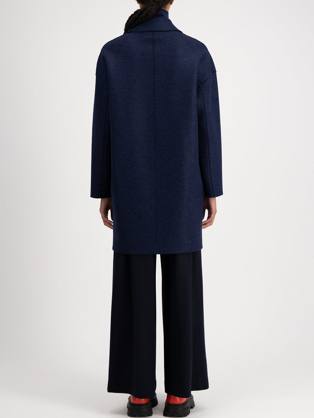 MAC PRESSED WOOL BLUE MOULINE COAT