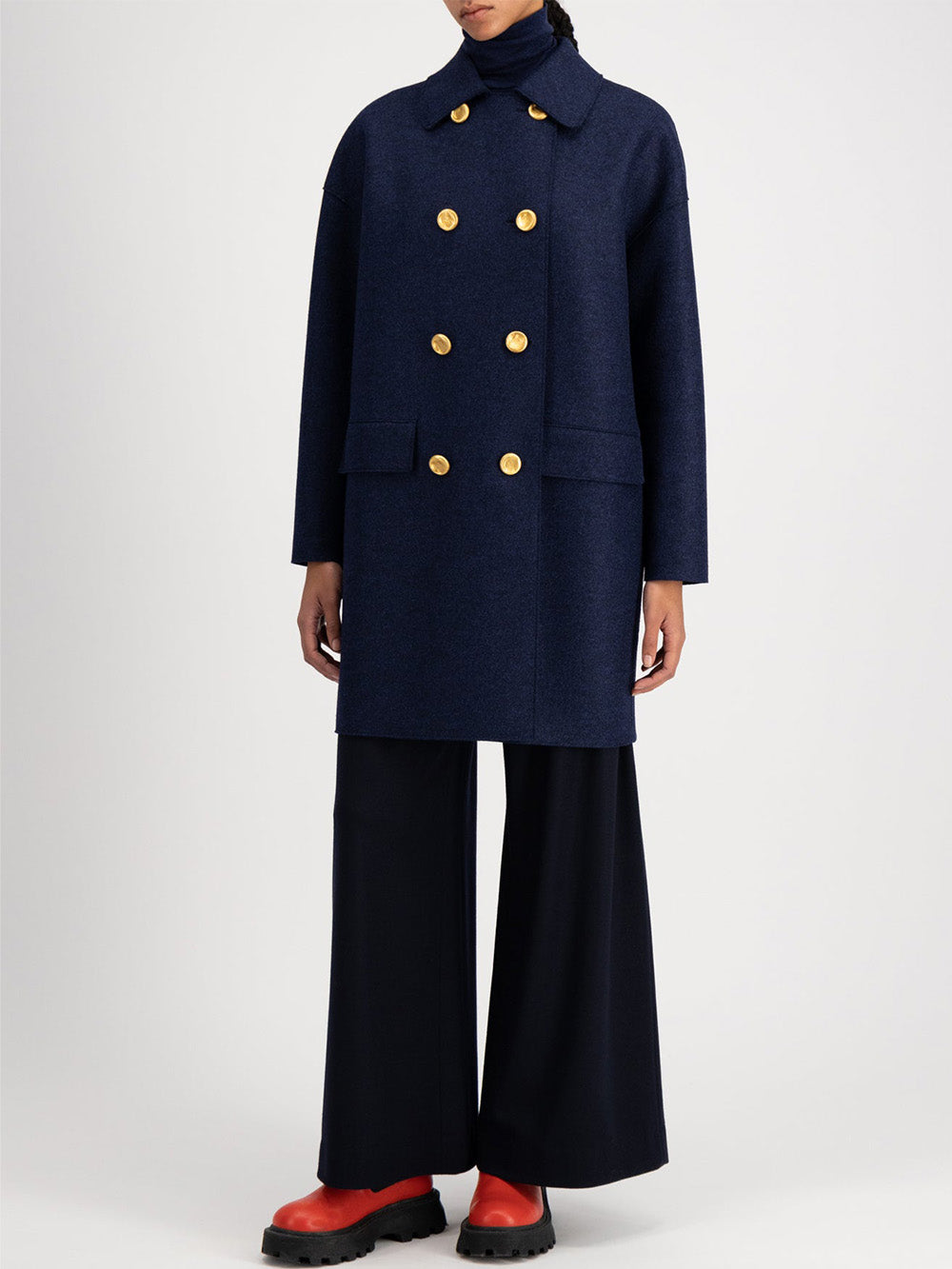 MANTEAU MAC PRESSED WOOL BLUE MOULINE