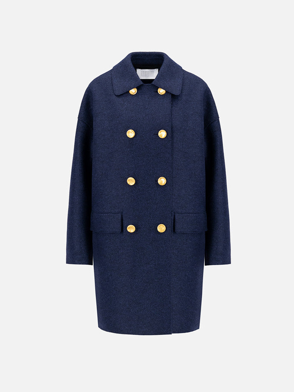 MAC PRESSED WOOL BLUE MOULINE COAT