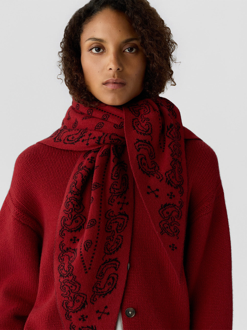 FOULARD THE WILD RAG CARMINE & BLACK