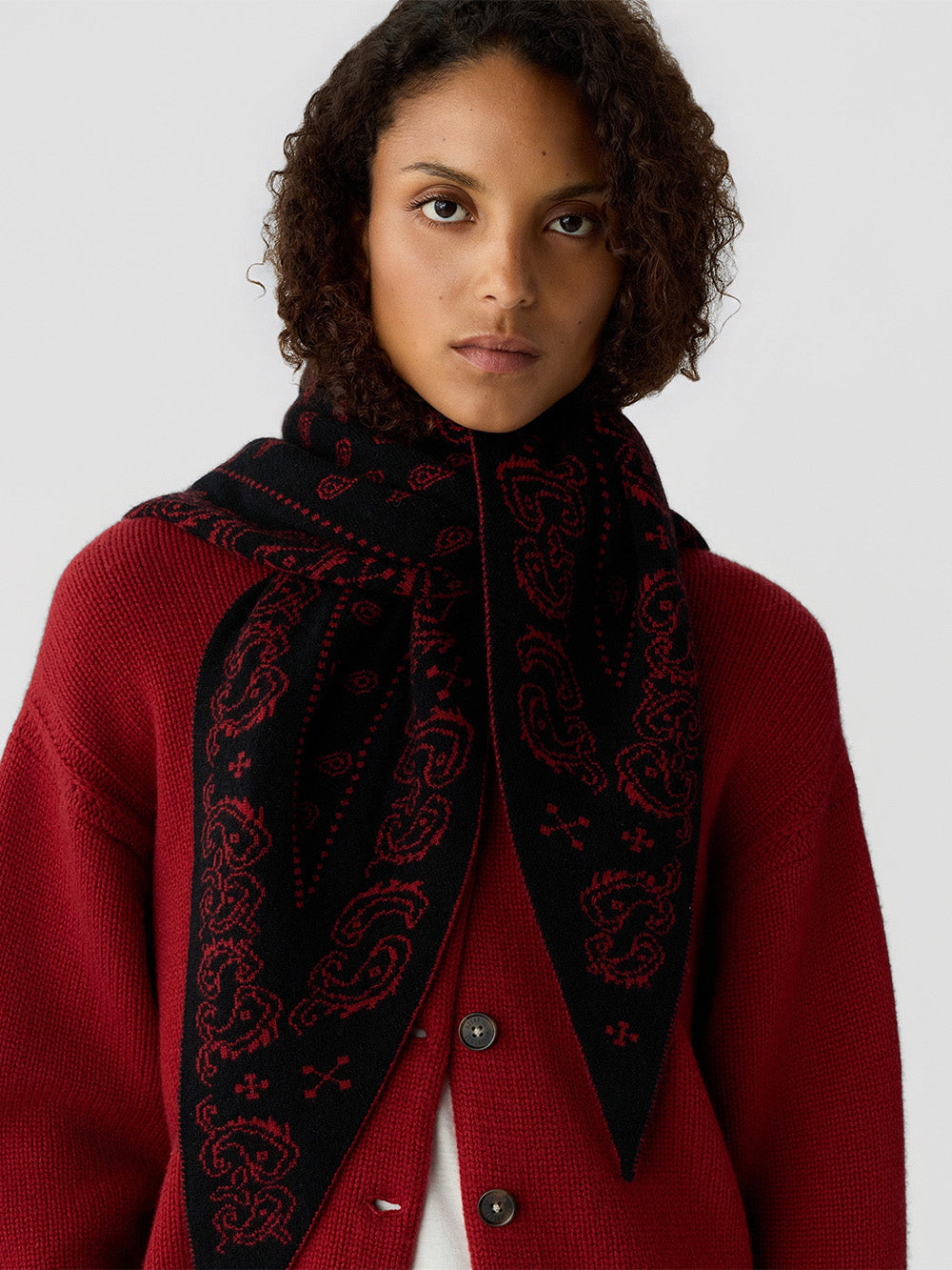 FOULARD THE WILD RAG CARMINE & BLACK