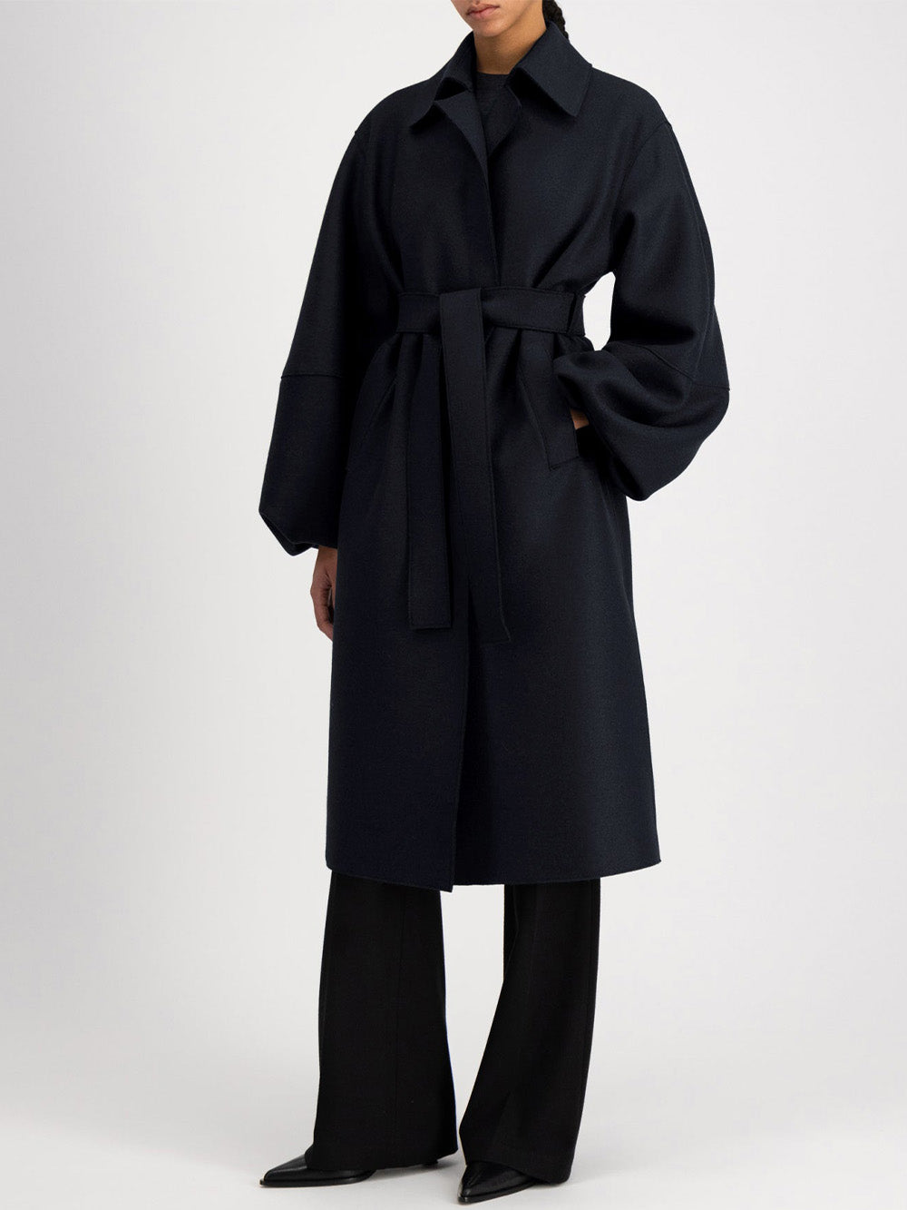 MANTEAU PUFF SLEEVES PRESSED BLEU FONCÉ