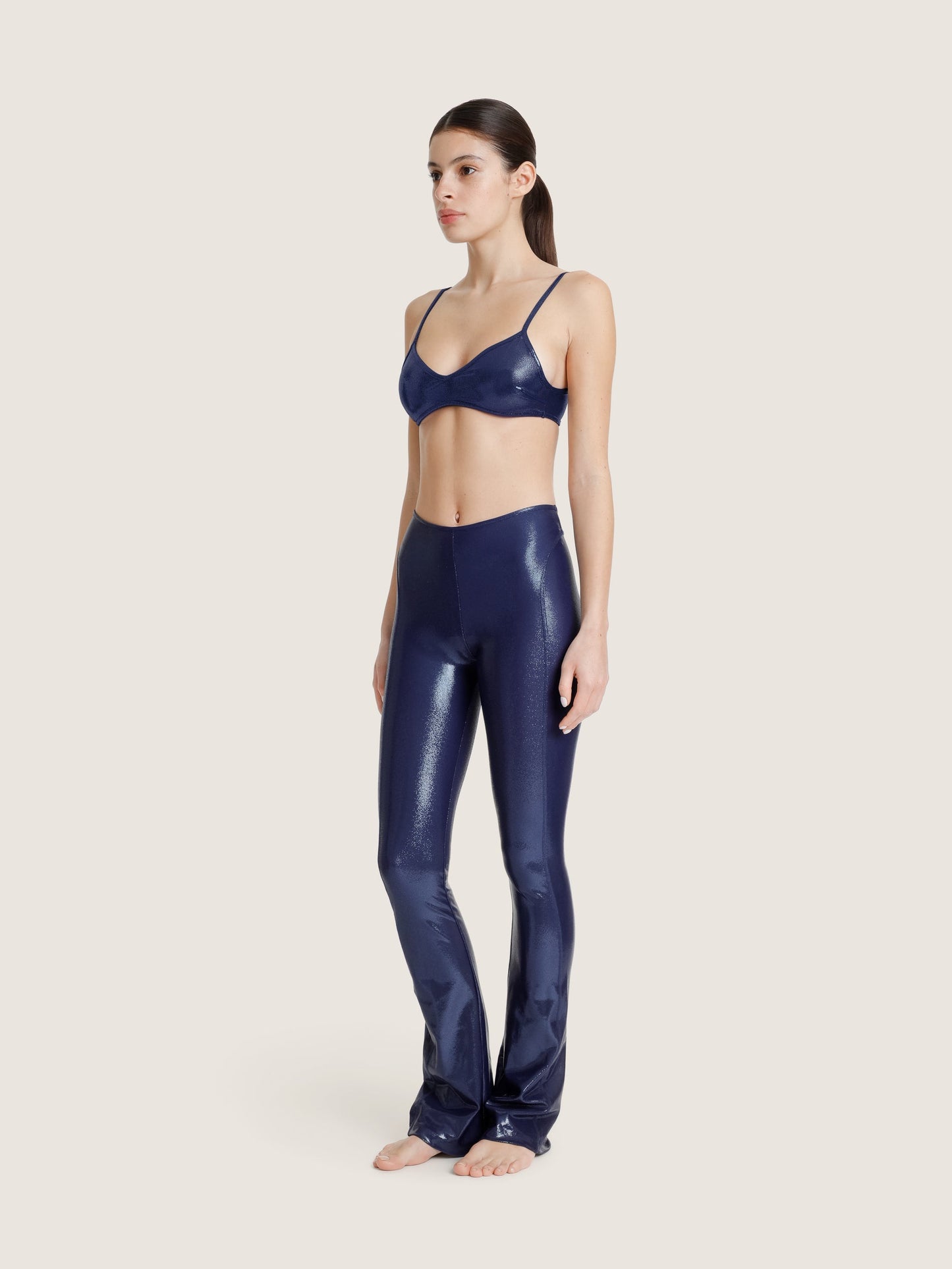 Navy Blue Lamé Bikini Bralette