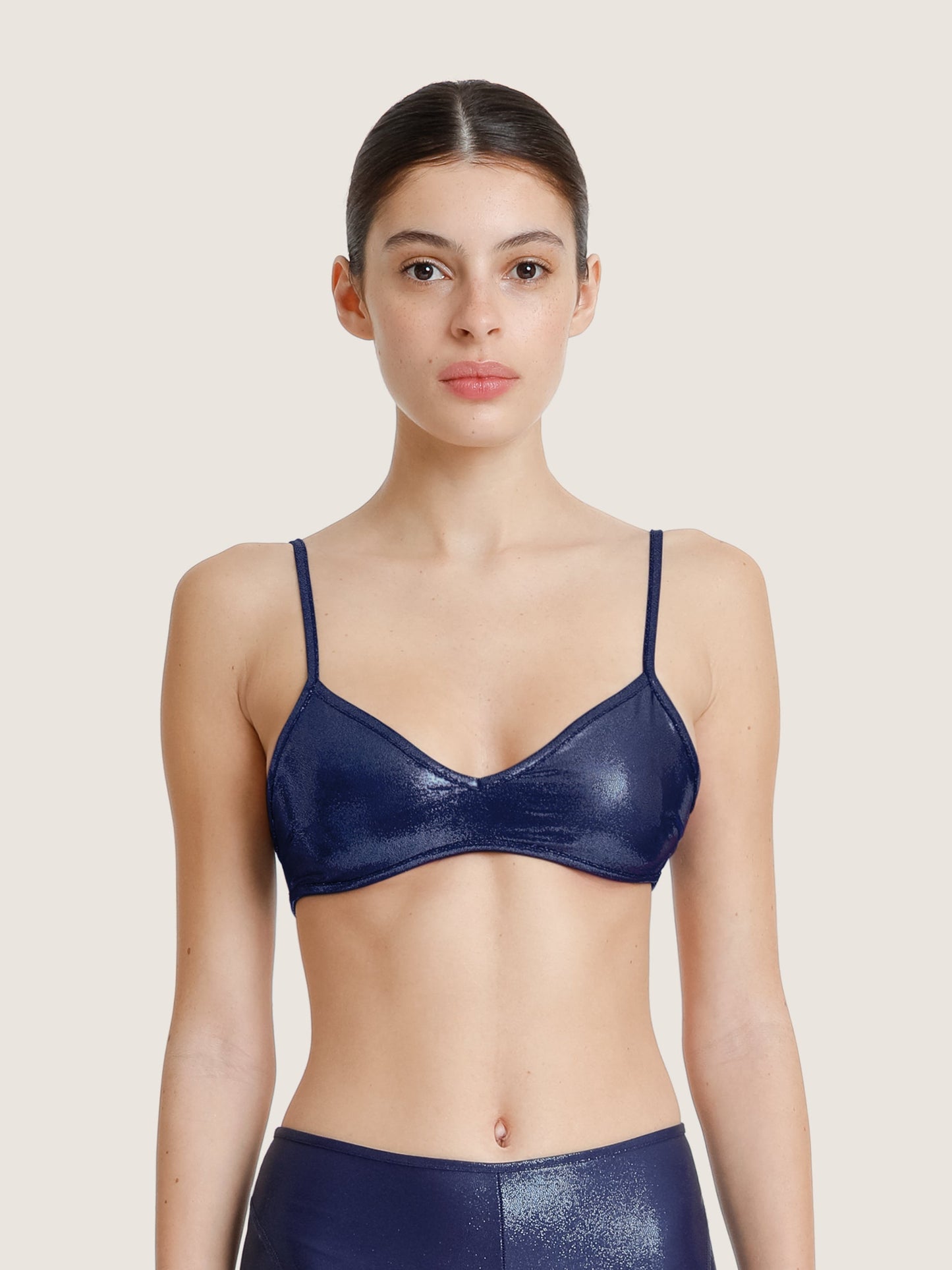 Navy Blue Lamé Bikini Bralette