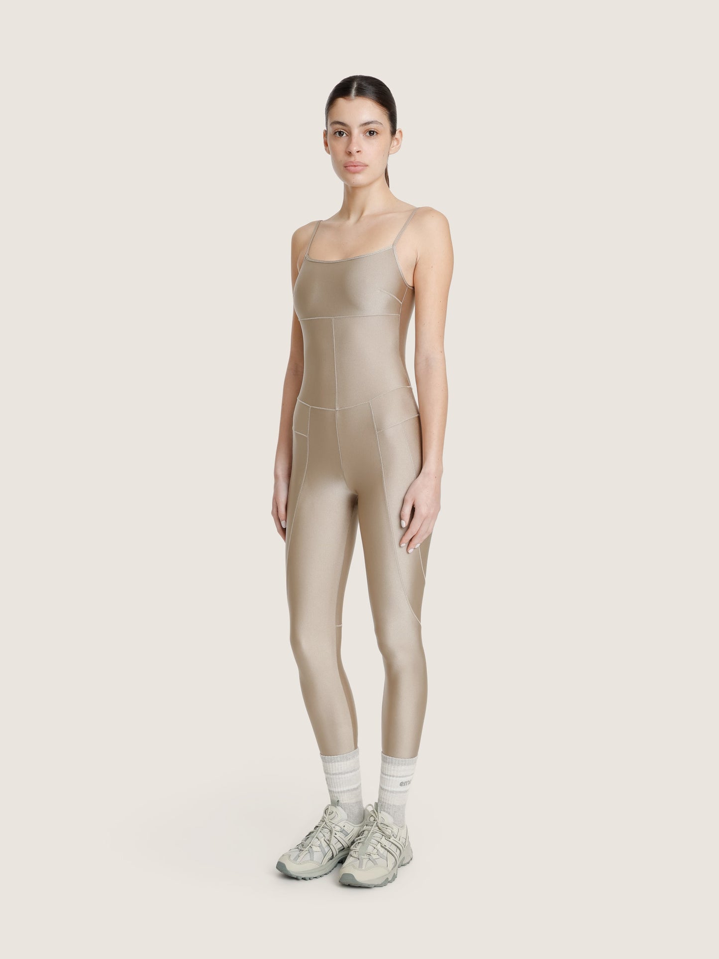 BEIGE SATIN CORSET JUMPSUIT