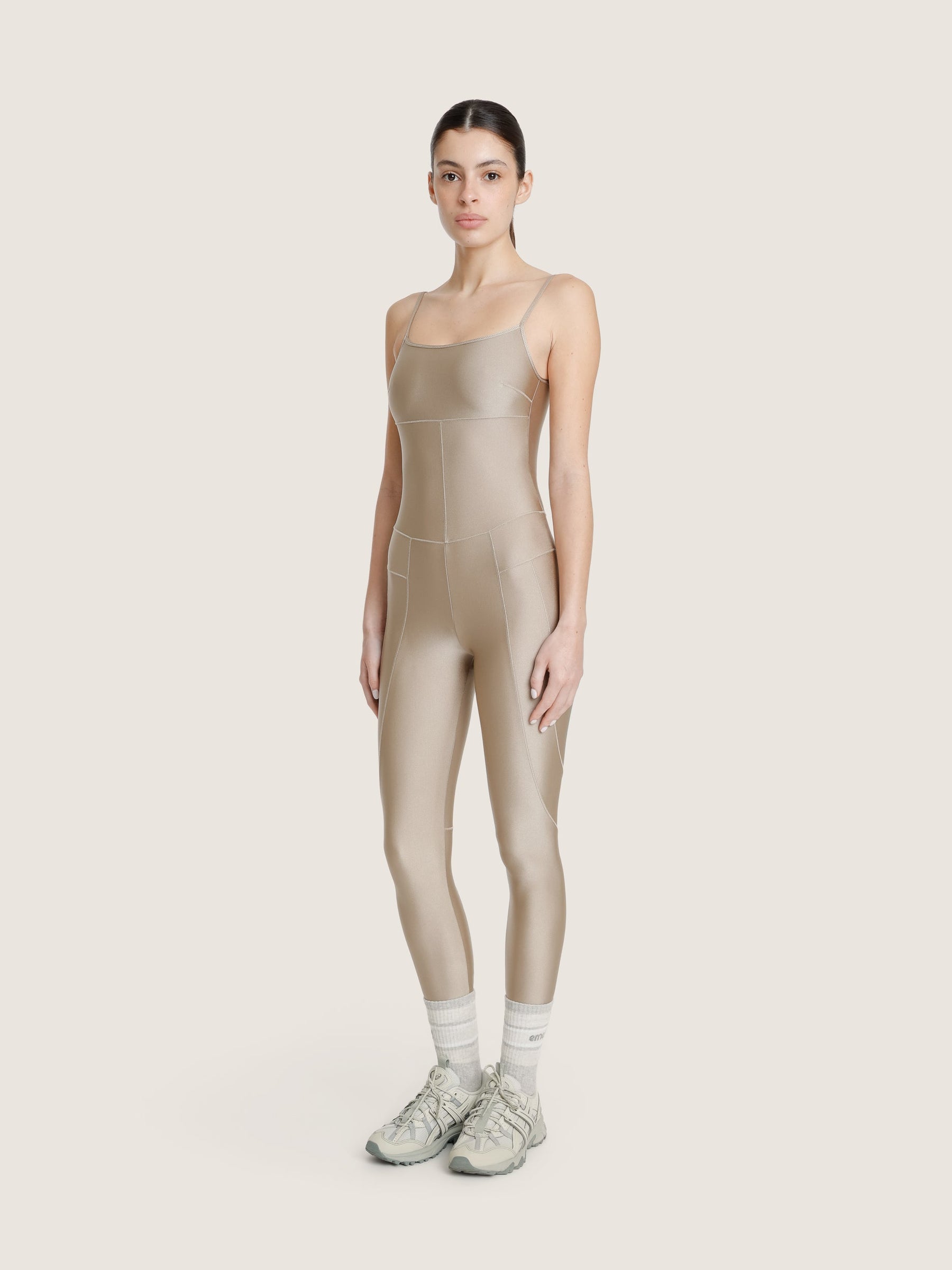 BEIGE SATIN CORSET JUMPSUIT