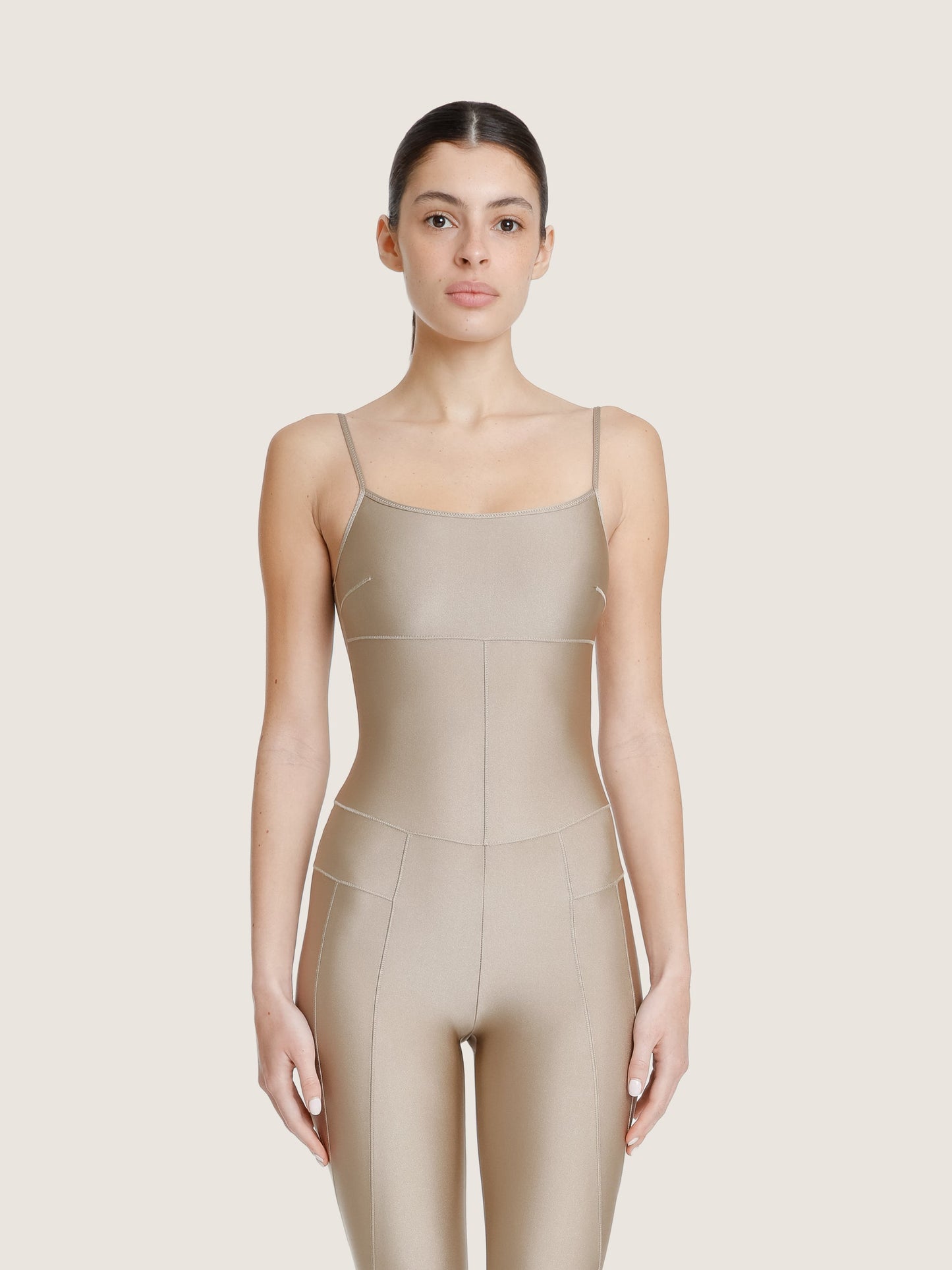 BEIGE SATIN CORSET JUMPSUIT
