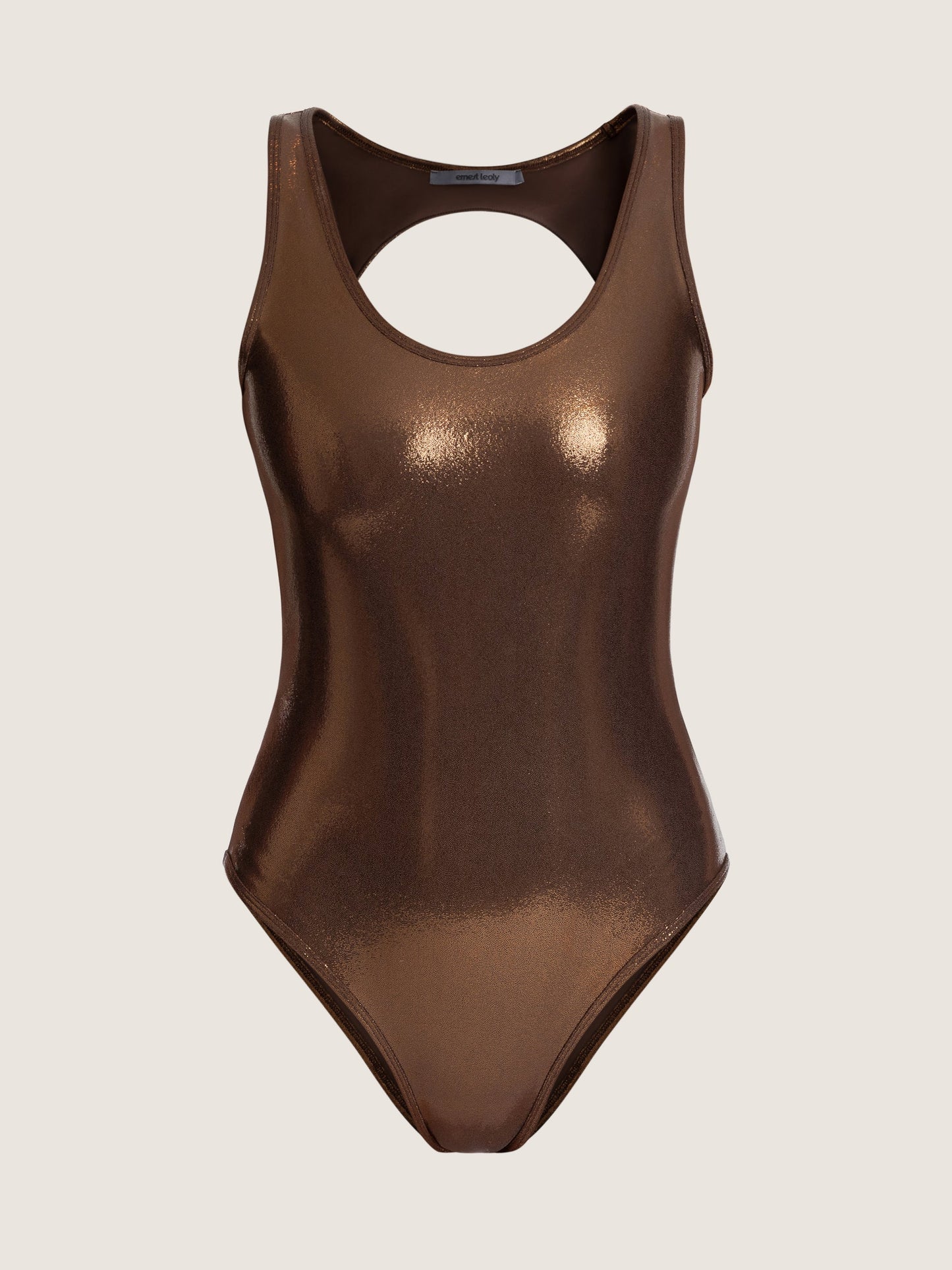 BROWN LAME SWIMSUIT