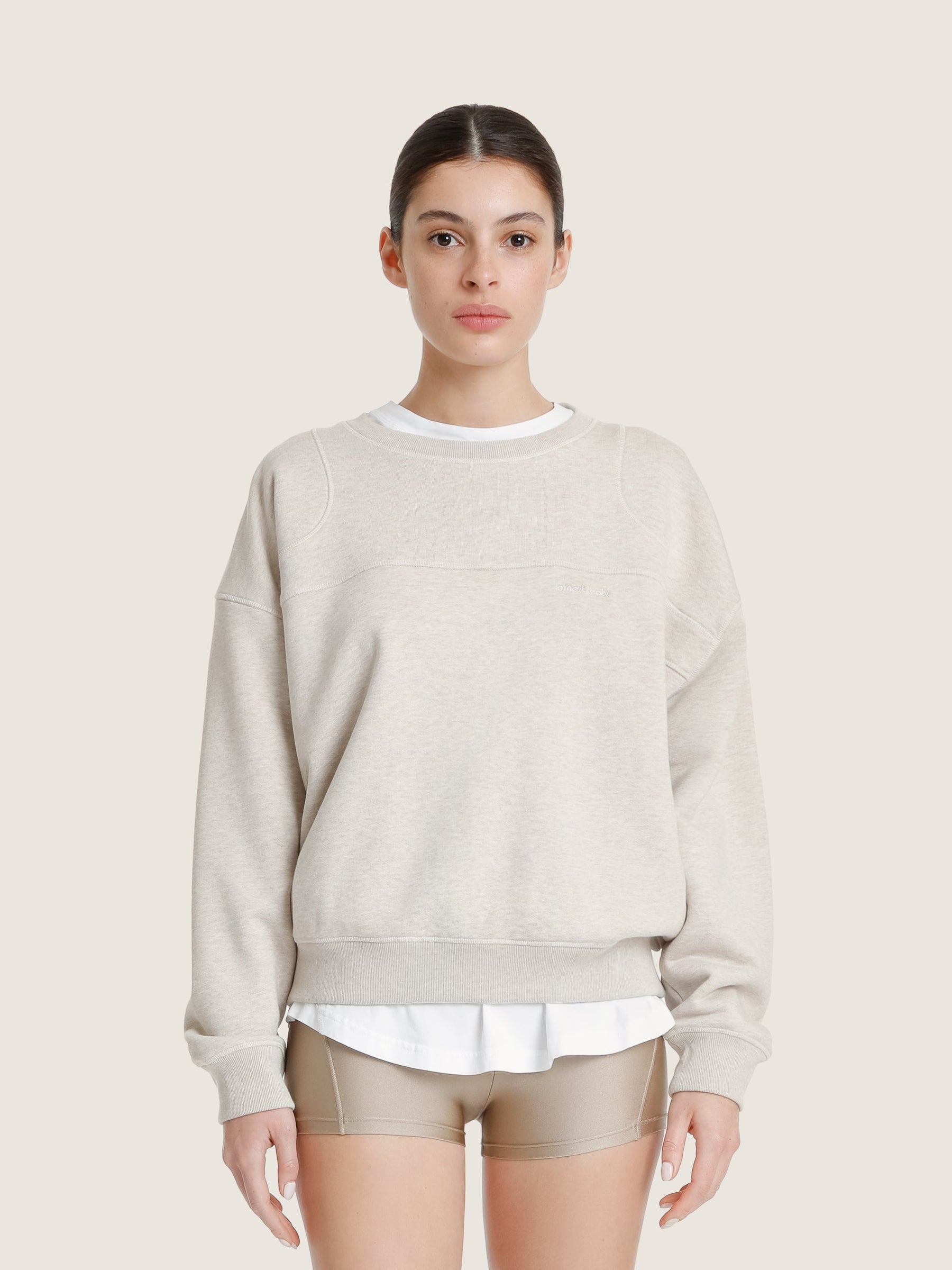 SWEAT MOLLETONÉ HEATHER BEIGE