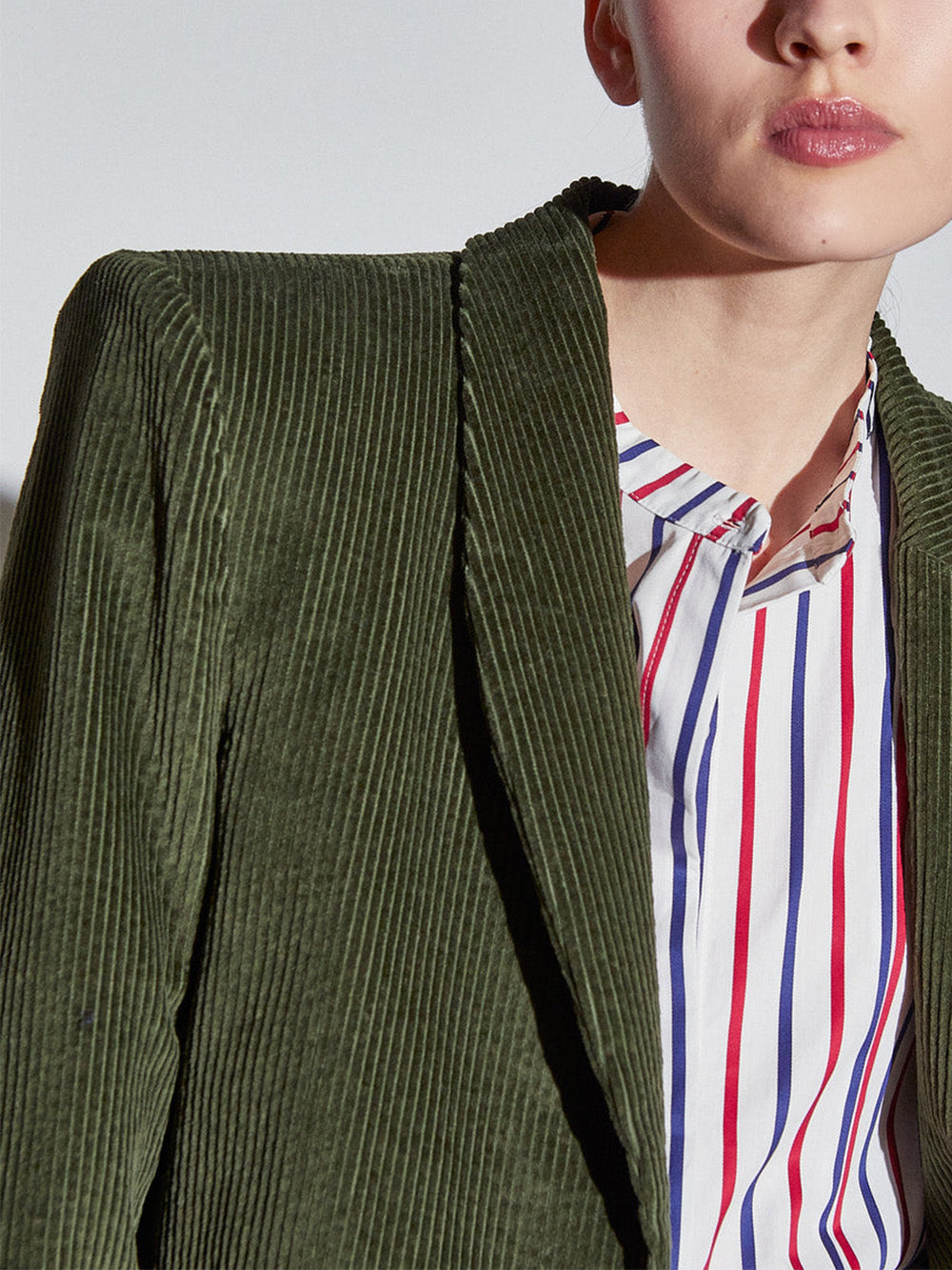 VESTE AMBER SPENCER OLIVE CORDUROY