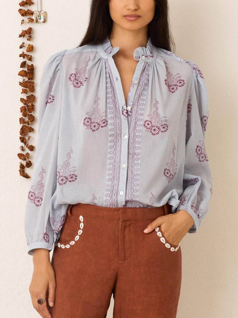 ANNABEL PANSY SKY SHIRT