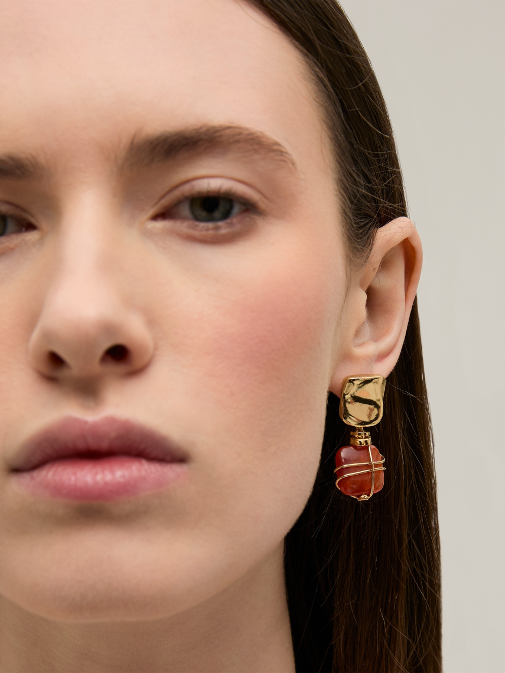 RAINBOW SQUARE CARNELIAN EARRINGS