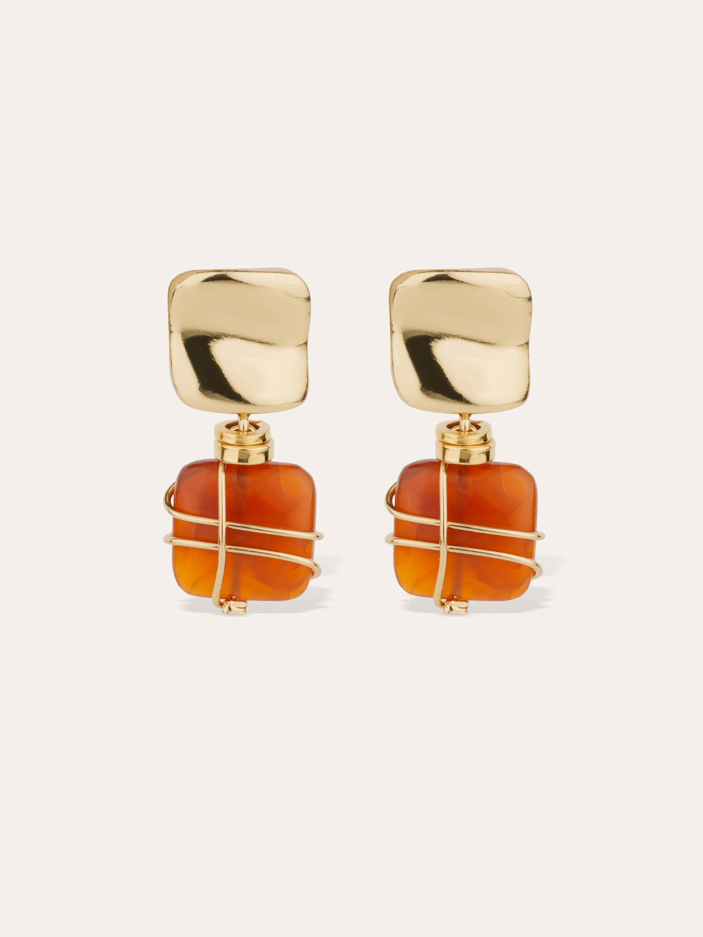 RAINBOW SQUARE CARNELIAN EARRINGS