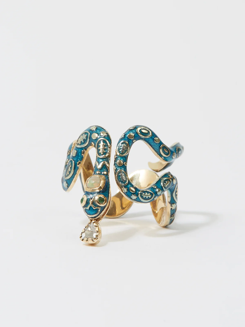 EVE RING SNAKE EMAIL BLUE TURQUOISE AND GOLD