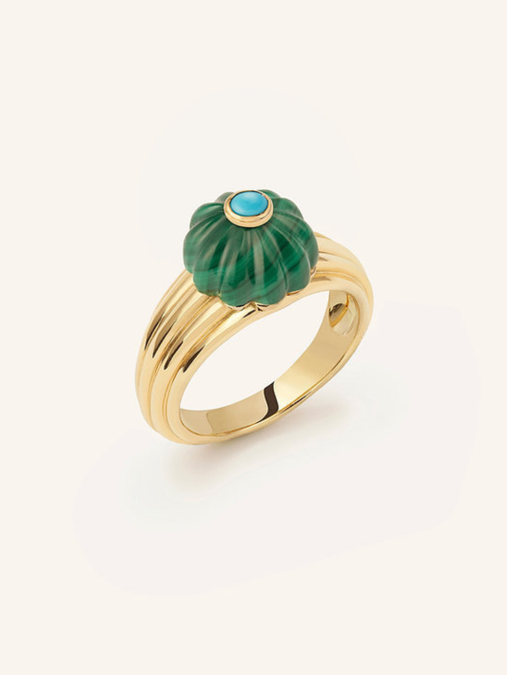 BAGUE GELATO MALACHITE ET TURQUOISE