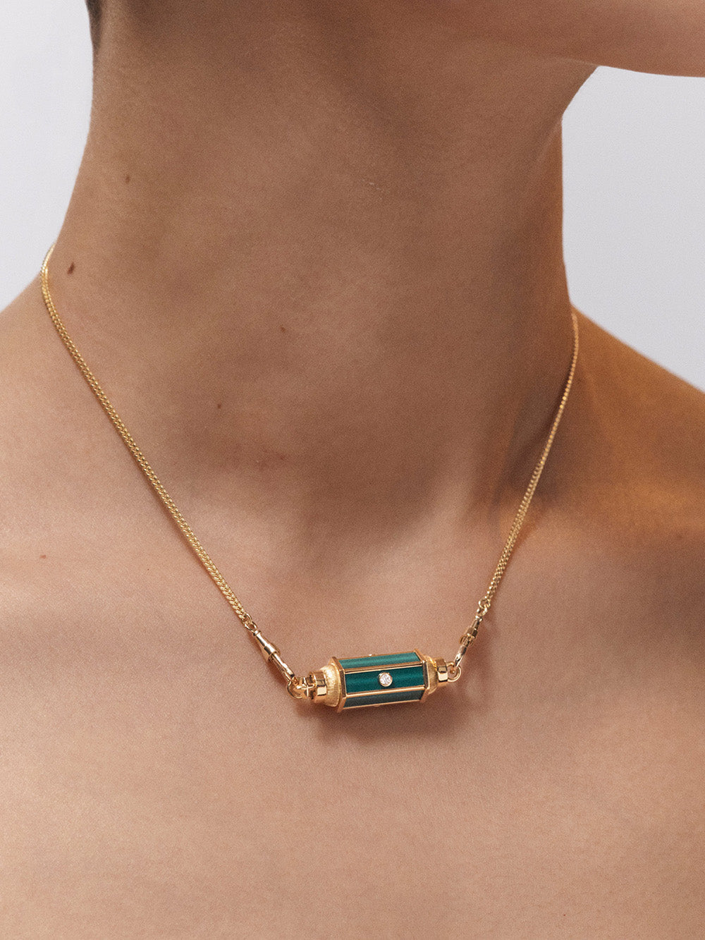 BABY LOCKET MALACHITE & DIAMOND