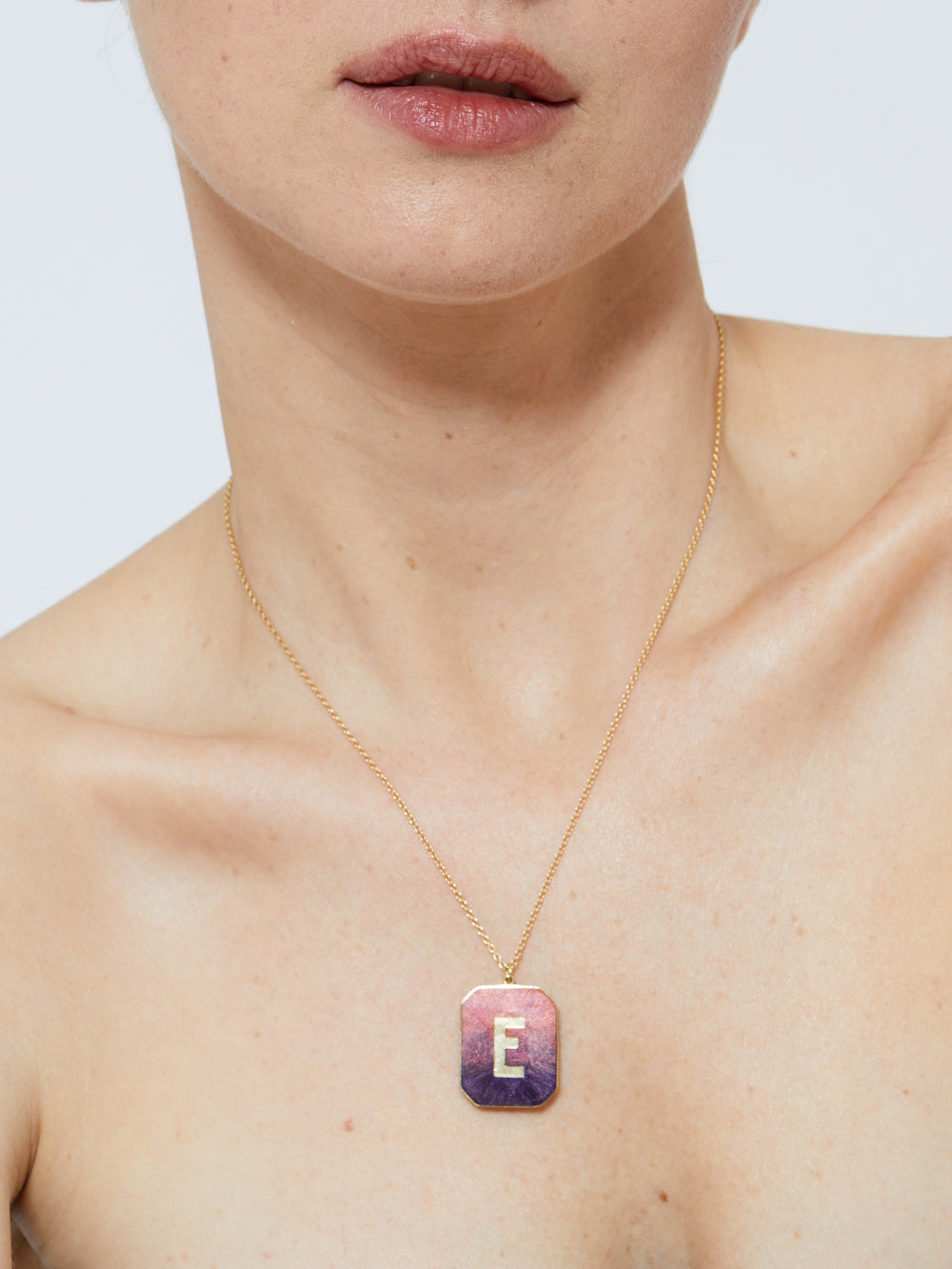 SUNSET E ENAMEL ALPHABET NECKLACE