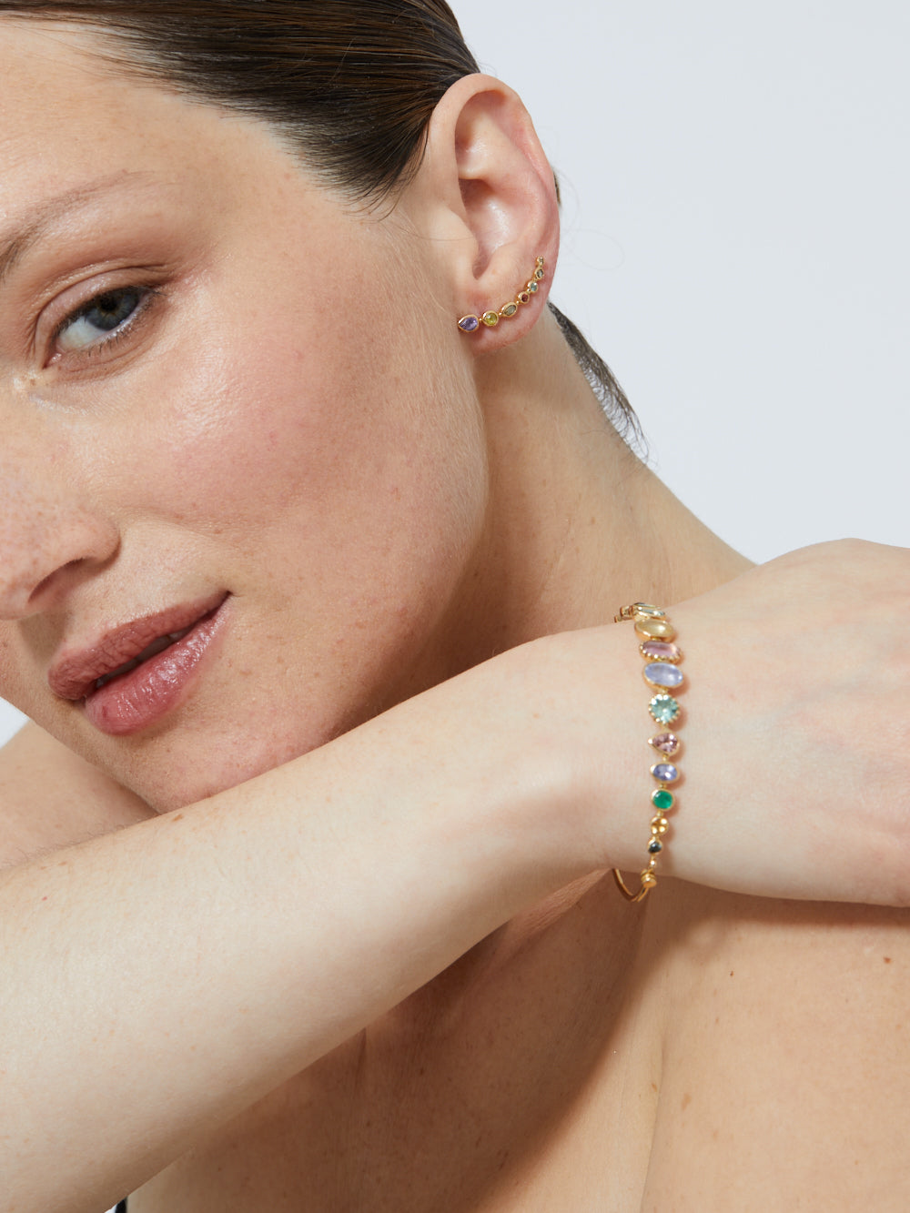 AMETHYSTE, TOURMAIN AND SAPPHIR SMILLER BRACELET