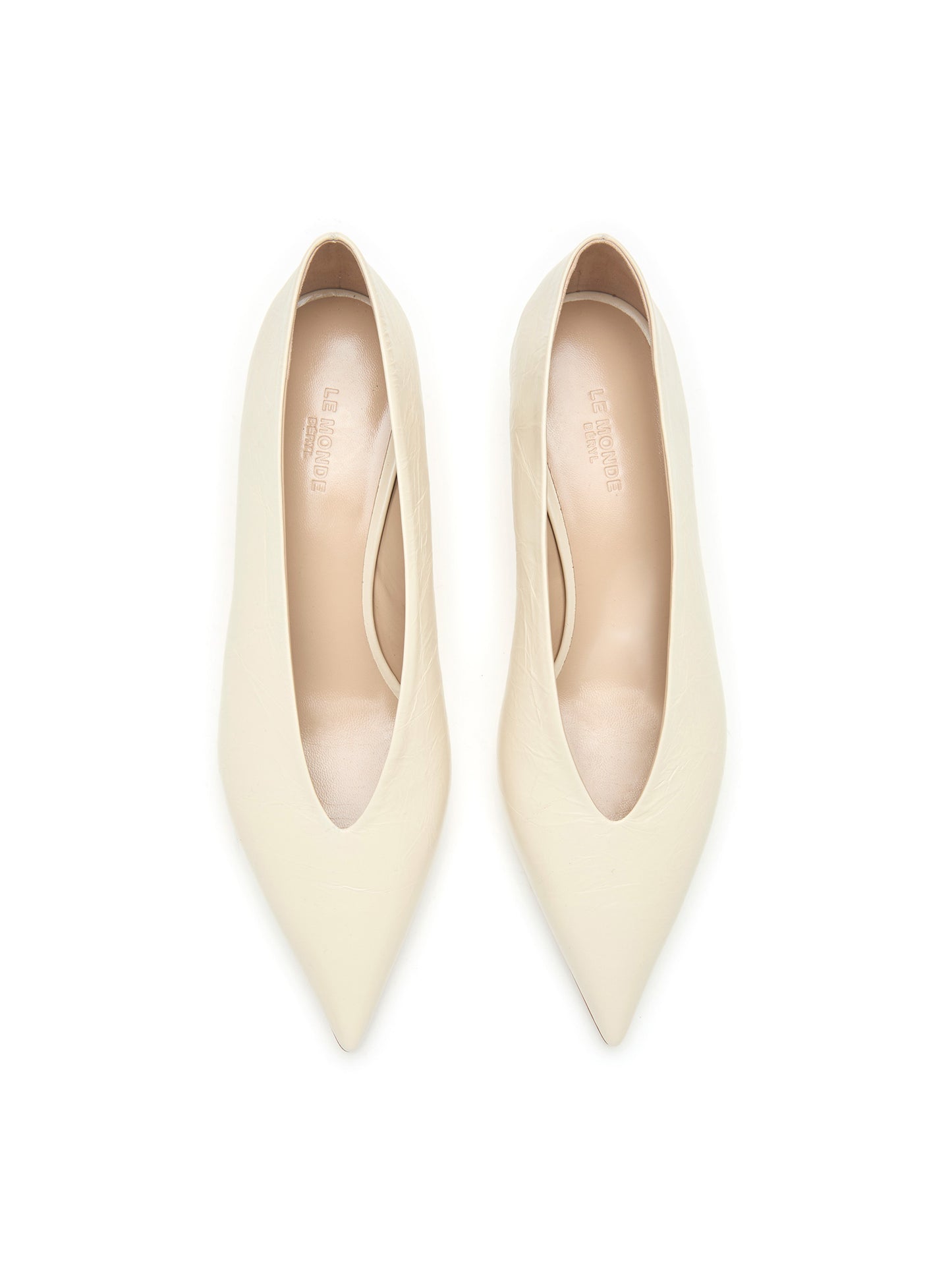 Crinkled Off-White Slipper Pumps