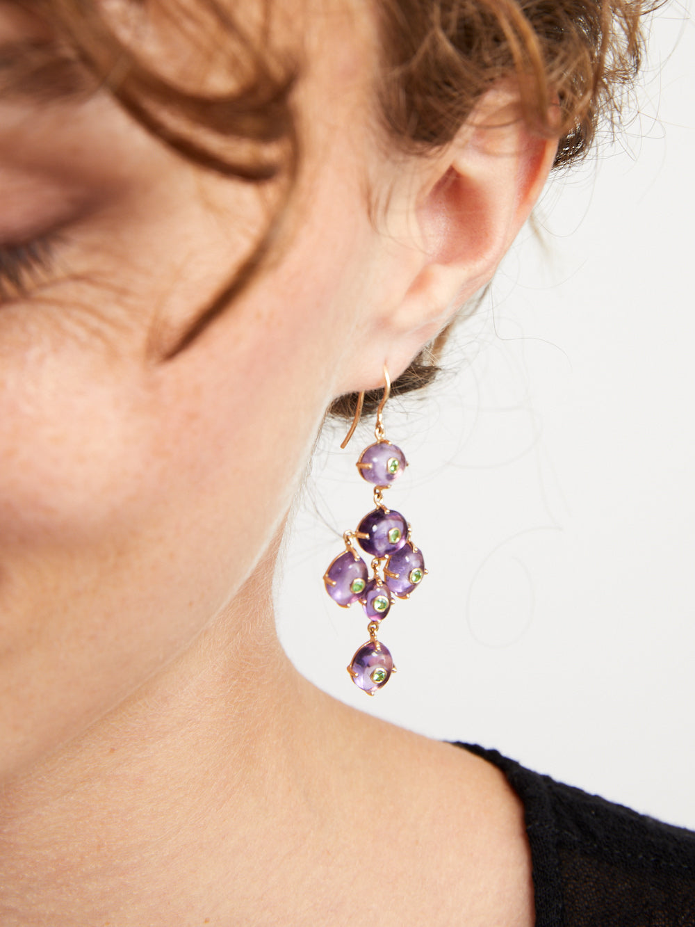 BOUCLES D'OREILLE GIRANDOLE AMETHYSTE