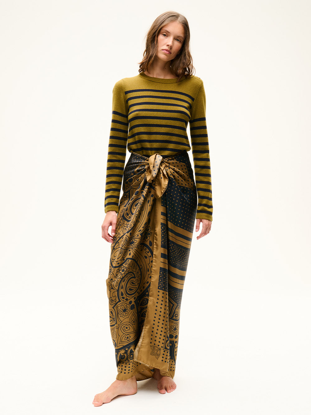 JUPE FOULARD PAISLEY BRONZE