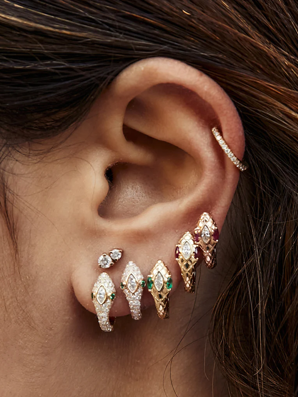 EARRINGS SNAKE EMERAUD AND DIAMONDS