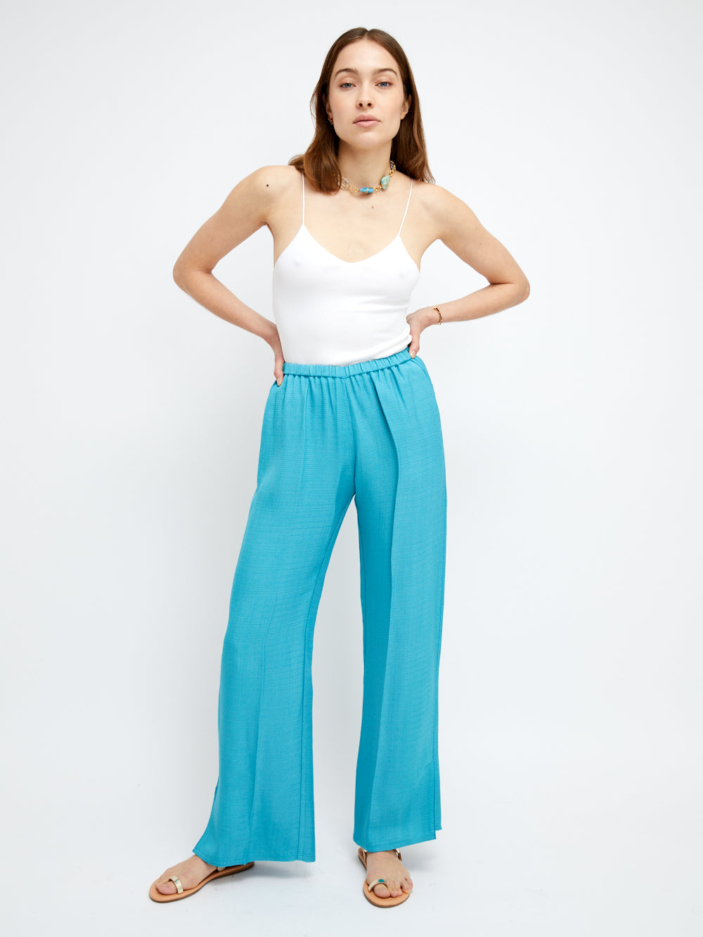 SLUBBED FLUID ACQUA PANTS