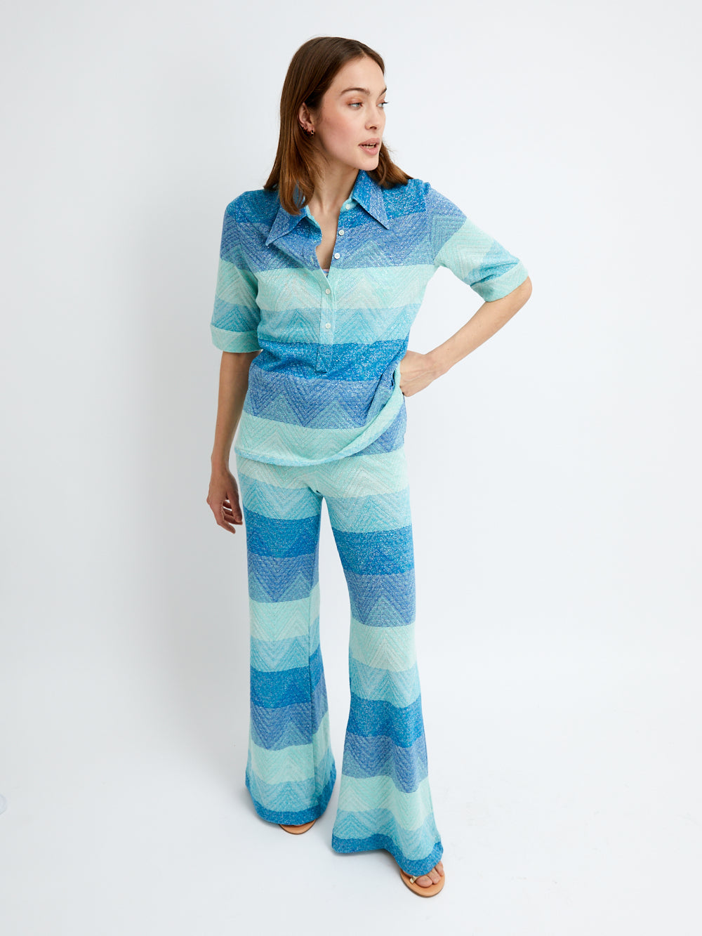 PANTALON GIUDECCA CHEVRON BLEU