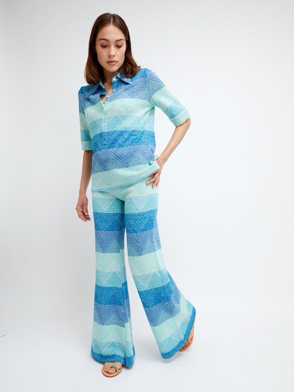 PANTALON GIUDECCA CHEVRON BLEU