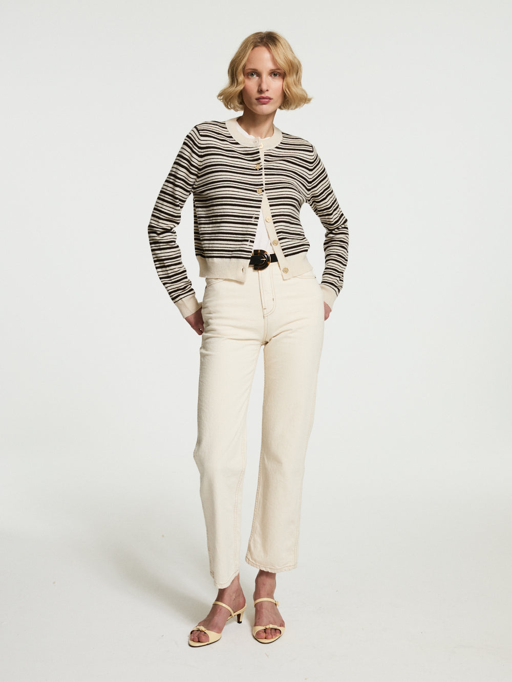 CARDIGAN SUZI OR MARRON & ANTIQUE WHITE
