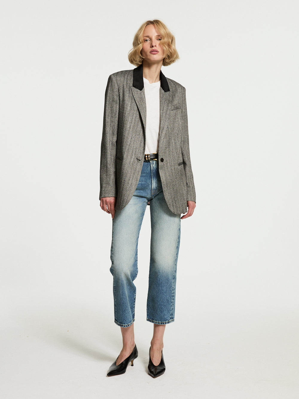 CHEVRON JACKET VELVET COLLAR