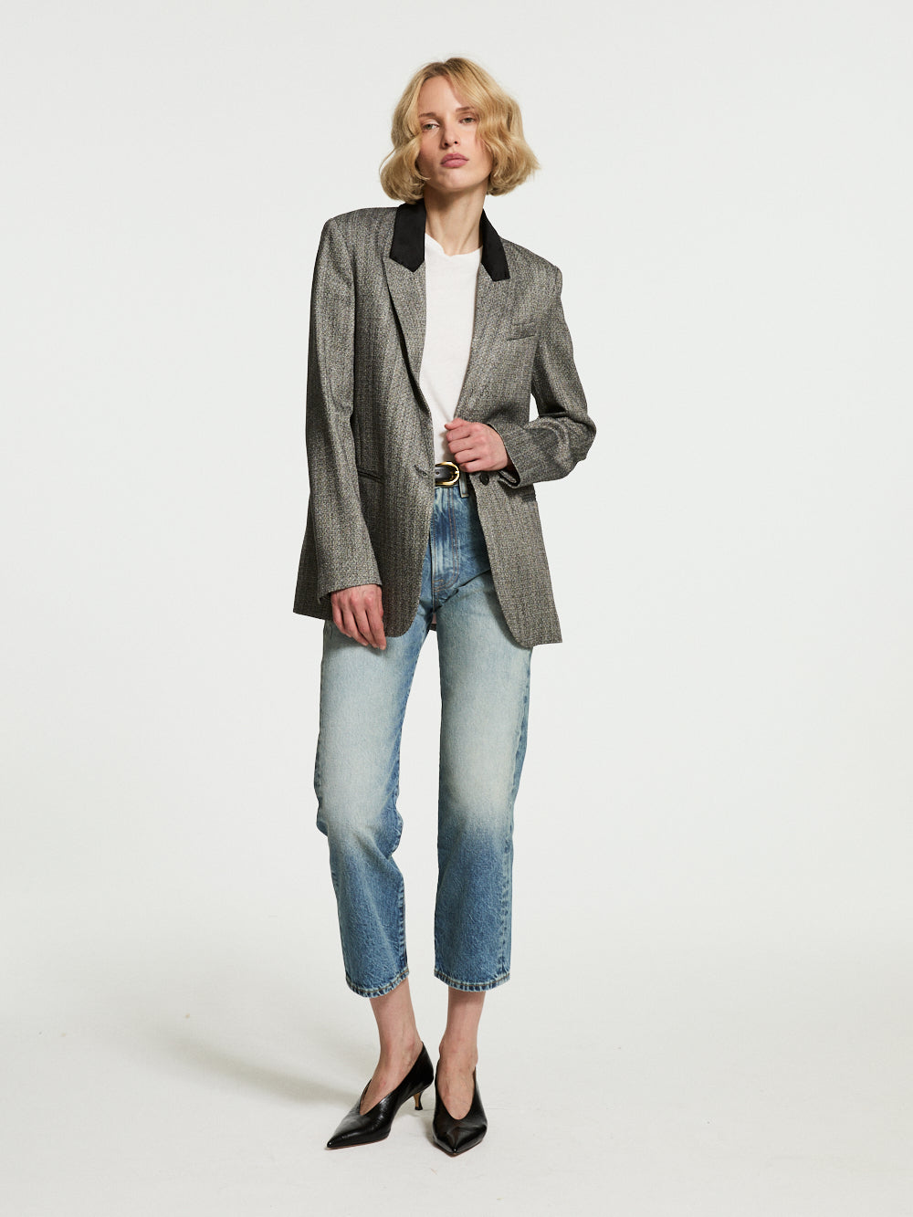 CHEVRON JACKET VELVET COLLAR