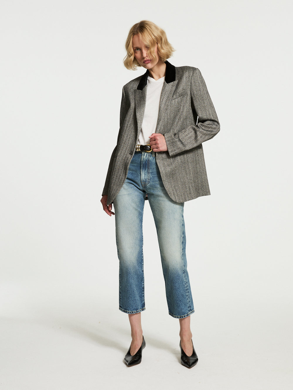 CHEVRON JACKET VELVET COLLAR