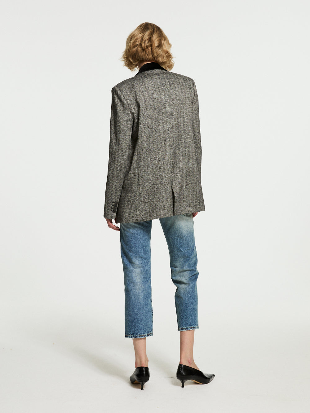 CHEVRON JACKET VELVET COLLAR