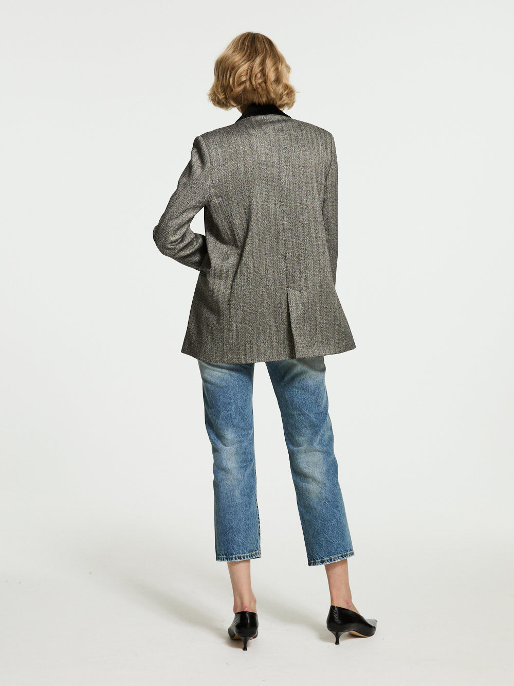 CHEVRON JACKET VELVET COLLAR