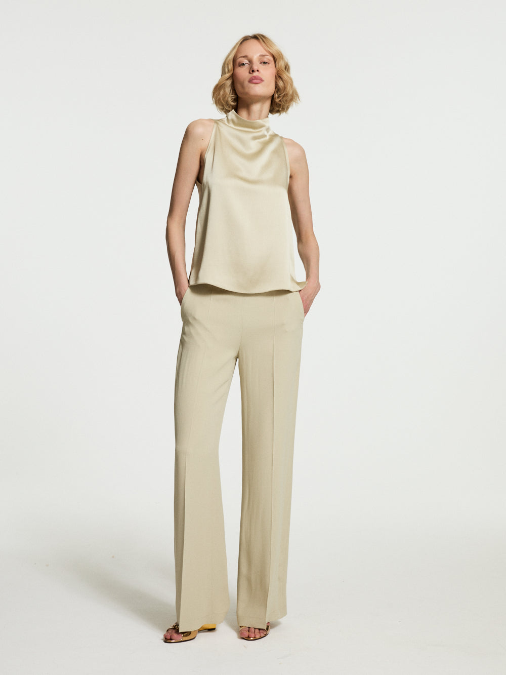SATIN REVERSE TROUSERS