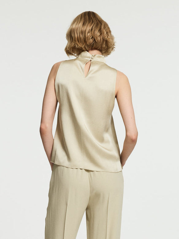 REVERSE SATIN TOP WITH ROLL NECK