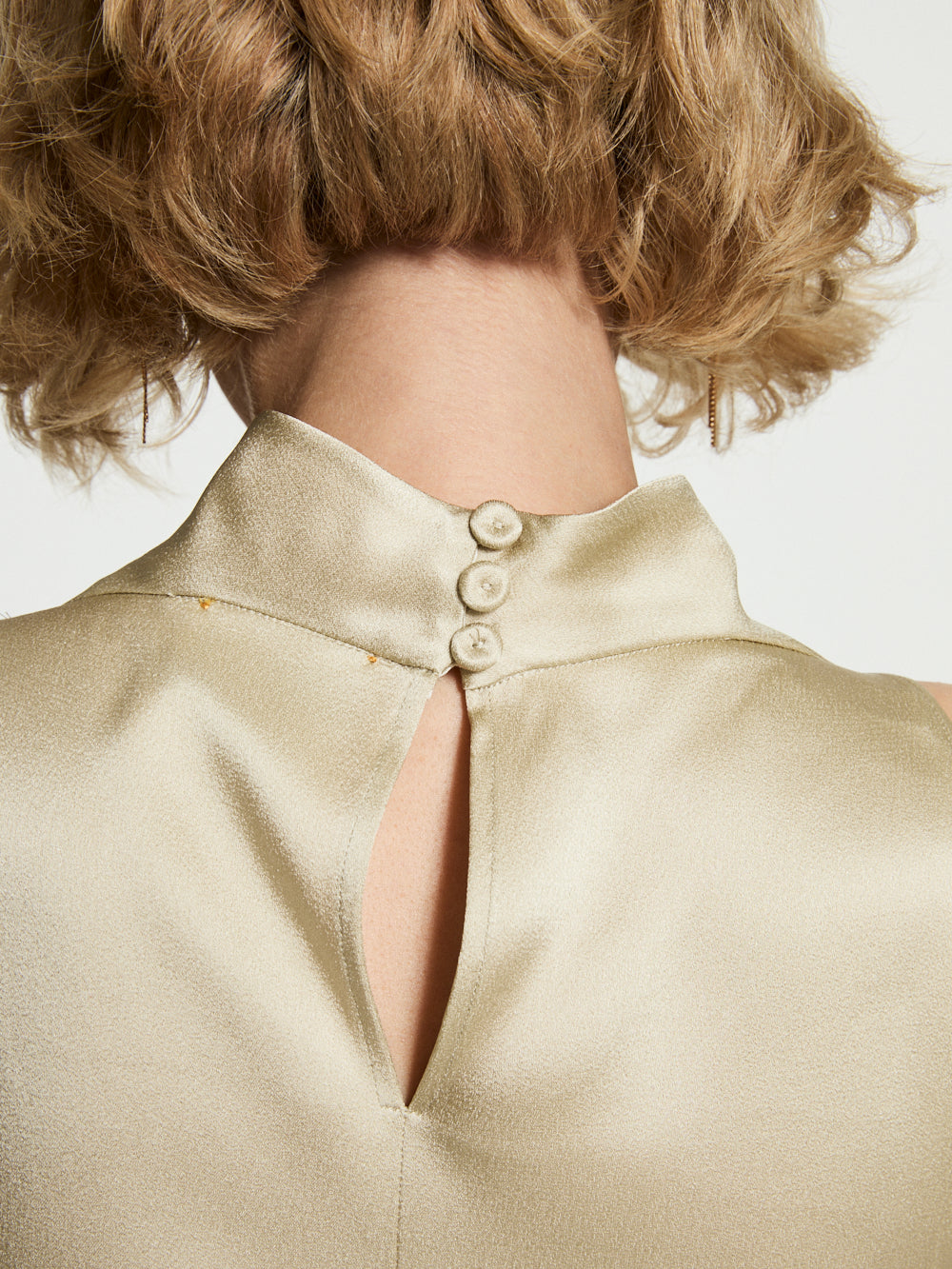 REVERSE SATIN TOP WITH ROLL NECK