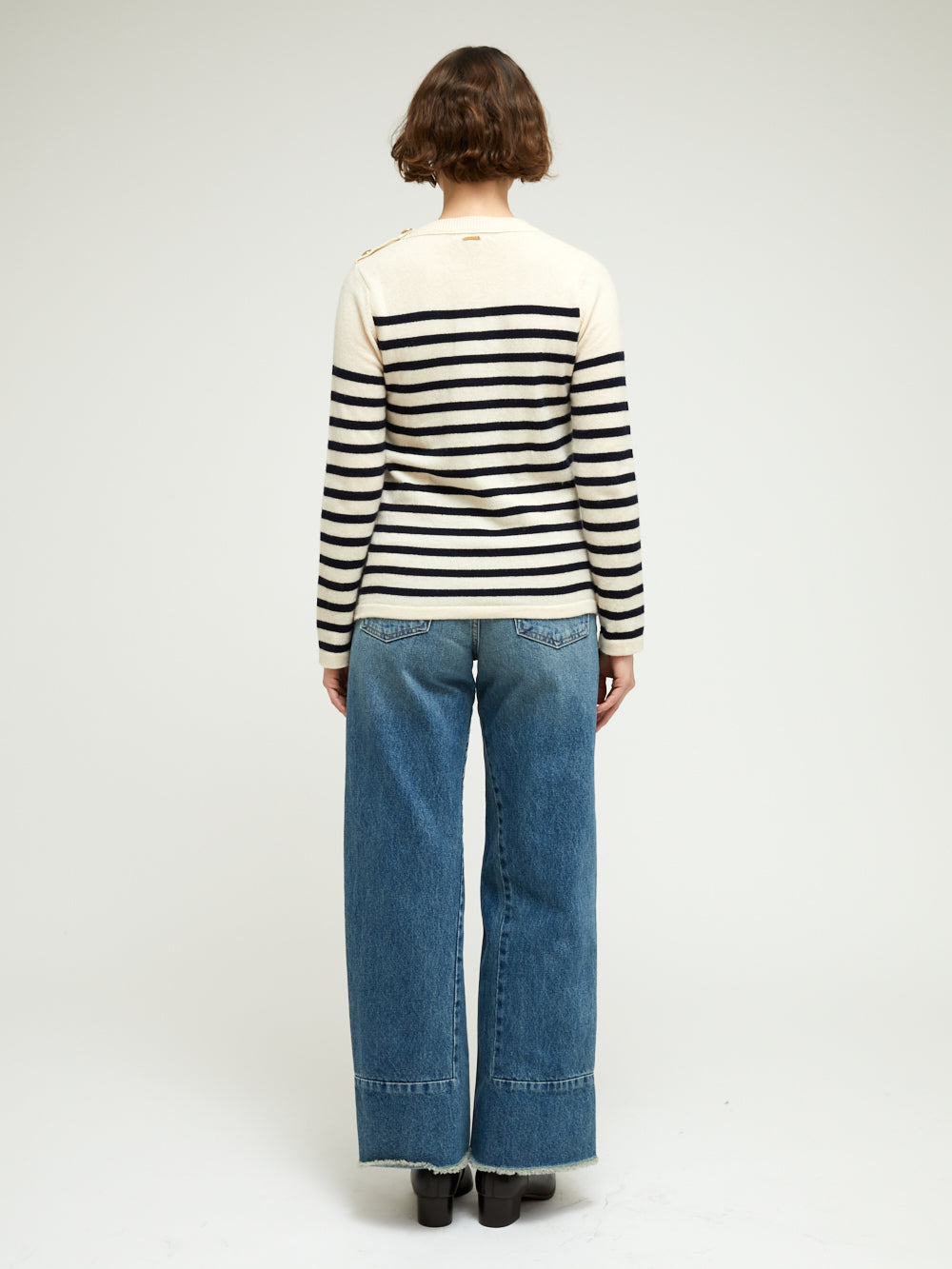 THEO STRIPED SWEATER ANTIQUE WHITE & NAVY