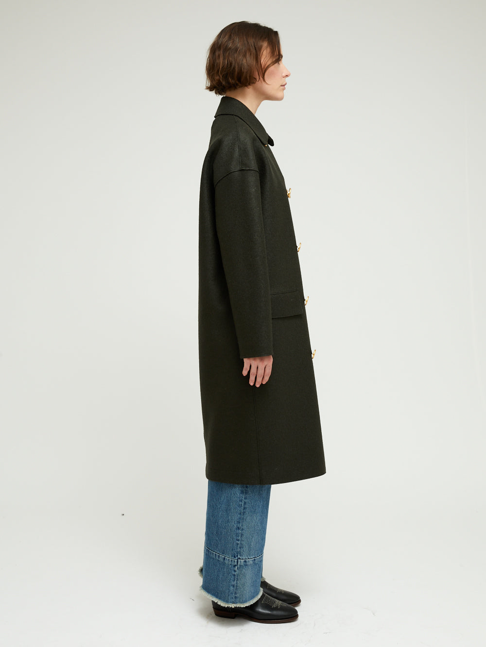 MANTEAU MAC PRESSED WOOL DARK KHAKI