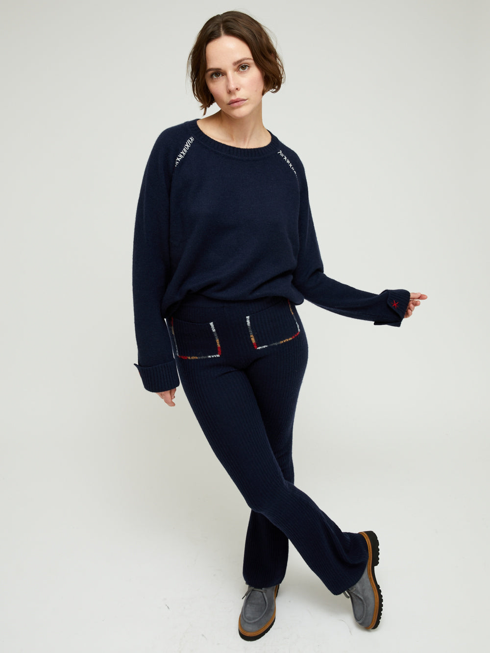 NAVY CASHMERE LEGGINGS